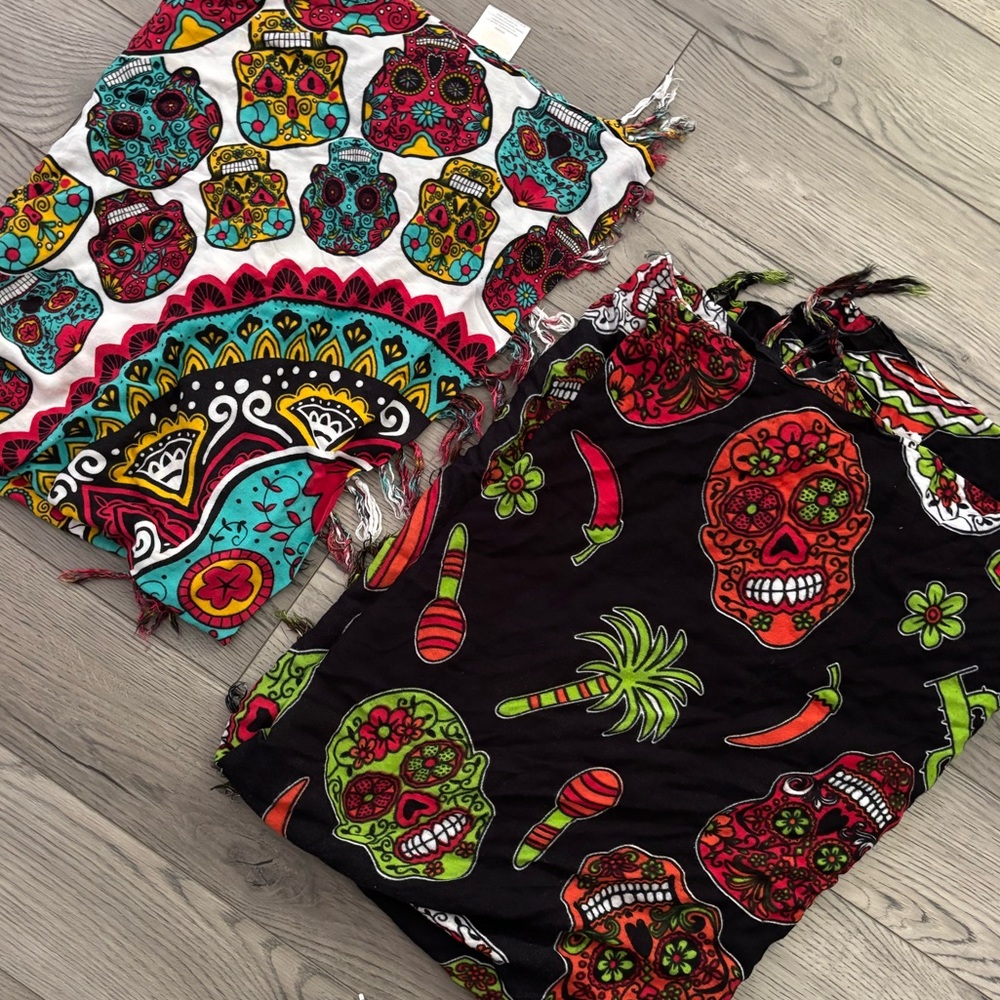 Set of 2 Day Of Dead (Dia de Los Muertos) Pareos/sarong